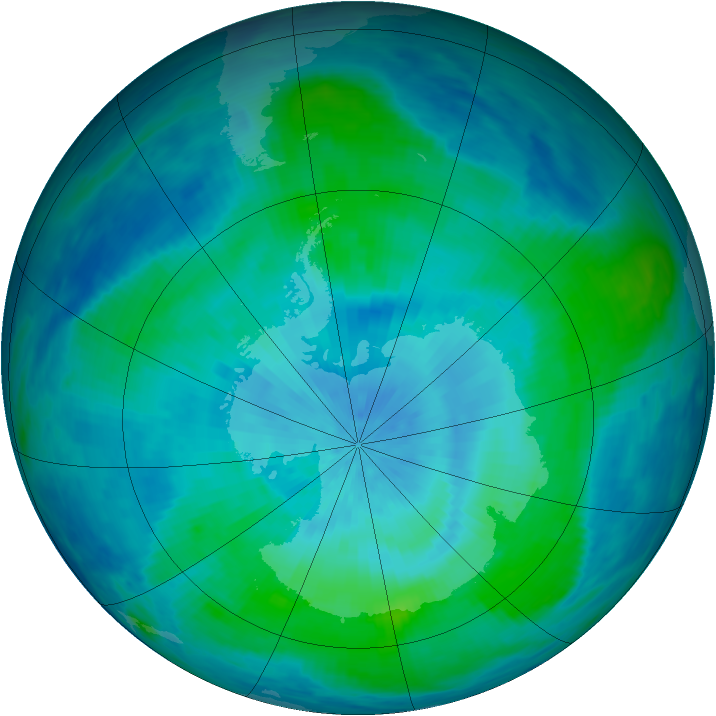 Antarctic ozone map for 03 March 1991